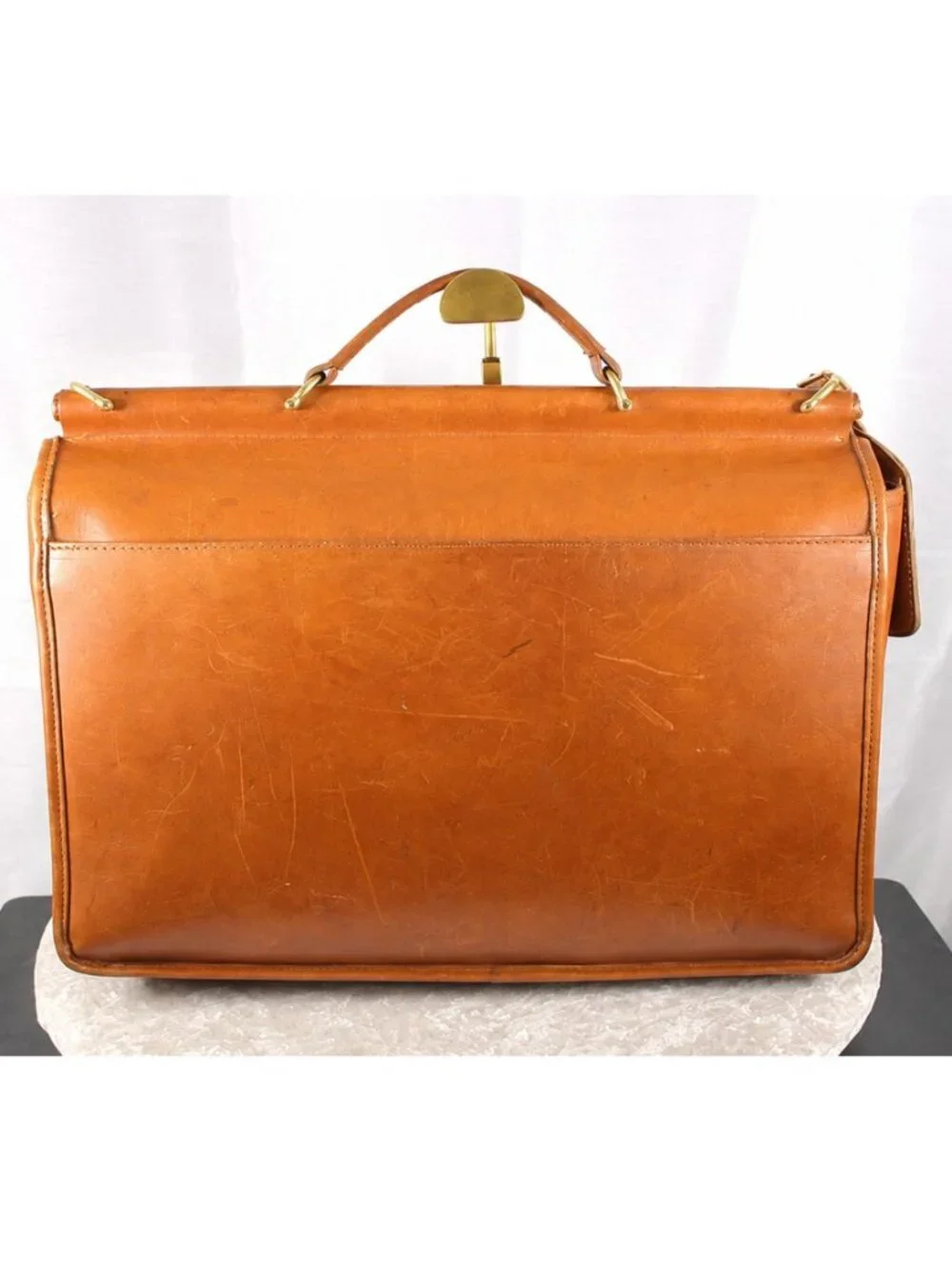 King Ranch Leather Briefcase Large Cognac Brown Executive Business Bag Luggage